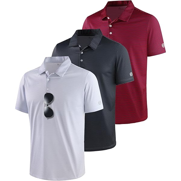 3-Pack Mens Golf Shirt Performance Sport Short Sleeve Moisture